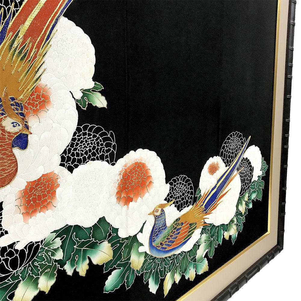 額装実例4 着物 前身頃から後身頃の刺繍