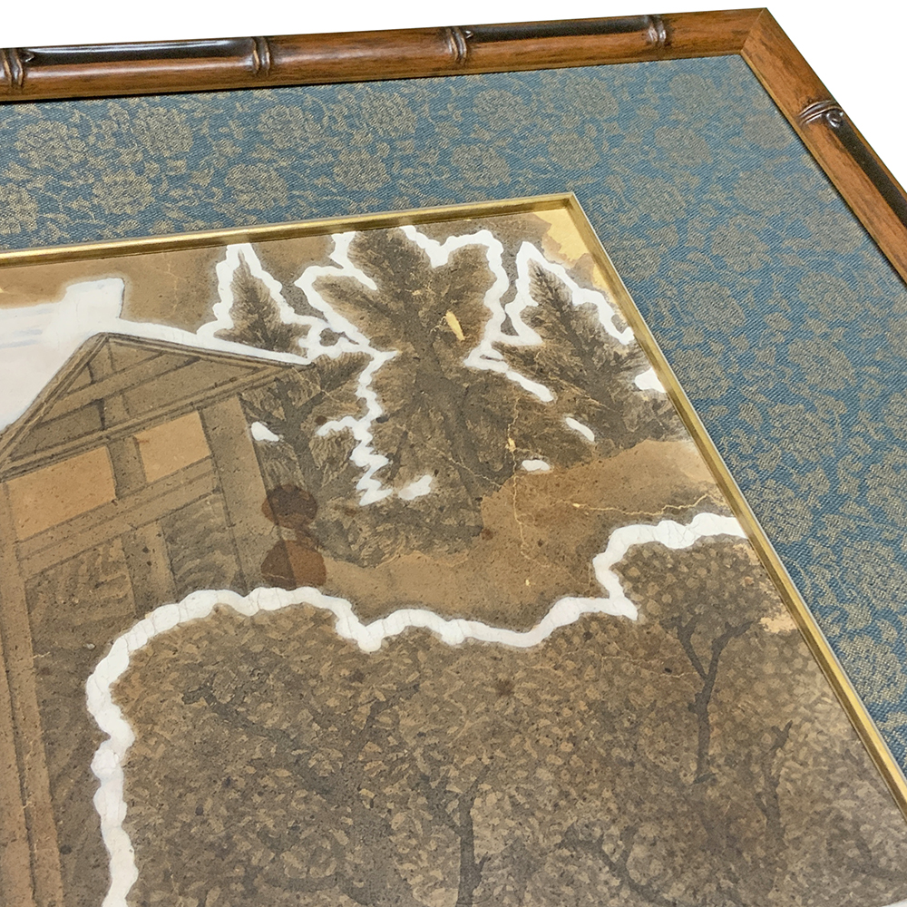 額装実例3 新聞紙で裏打ちされた古画