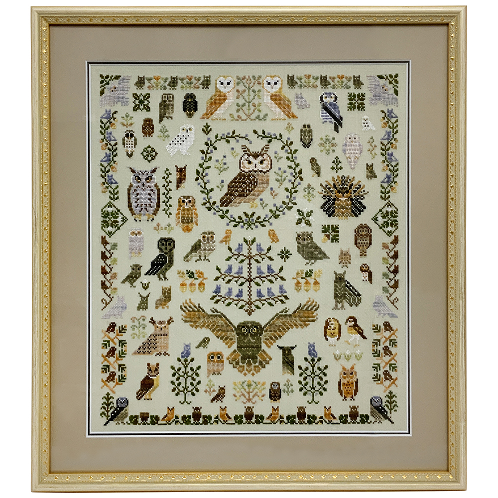 フクロウのクロスステッチ