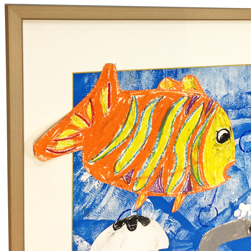 額装実例2 児童画 海の中