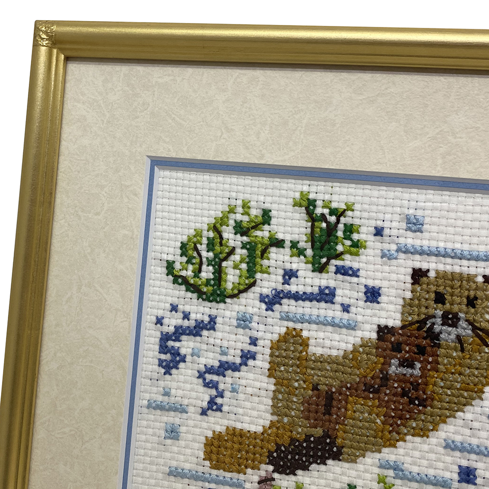 額装実例5 ミニ刺繍を4つ一緒に