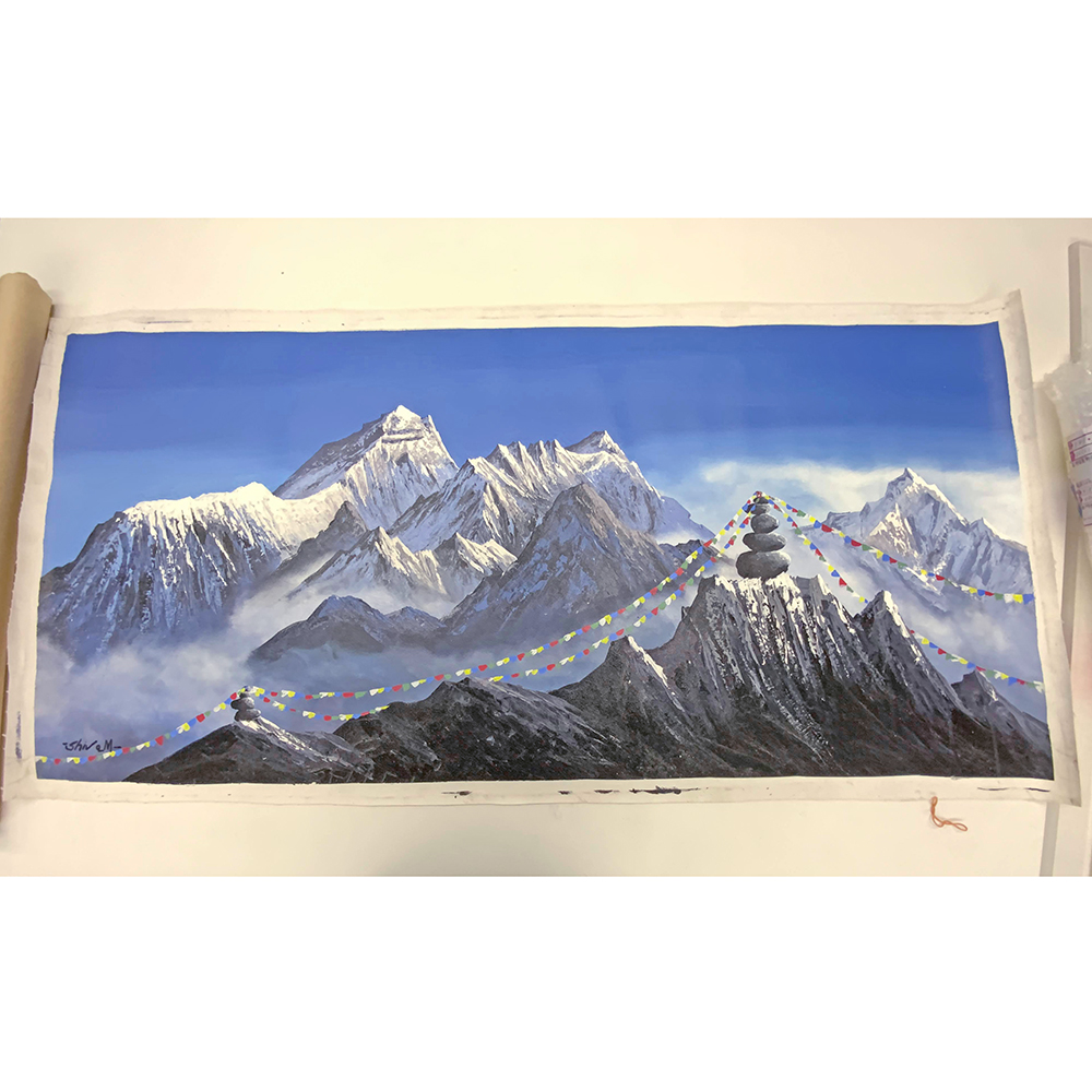 額装実例8 山岳風景の油彩画 画布
