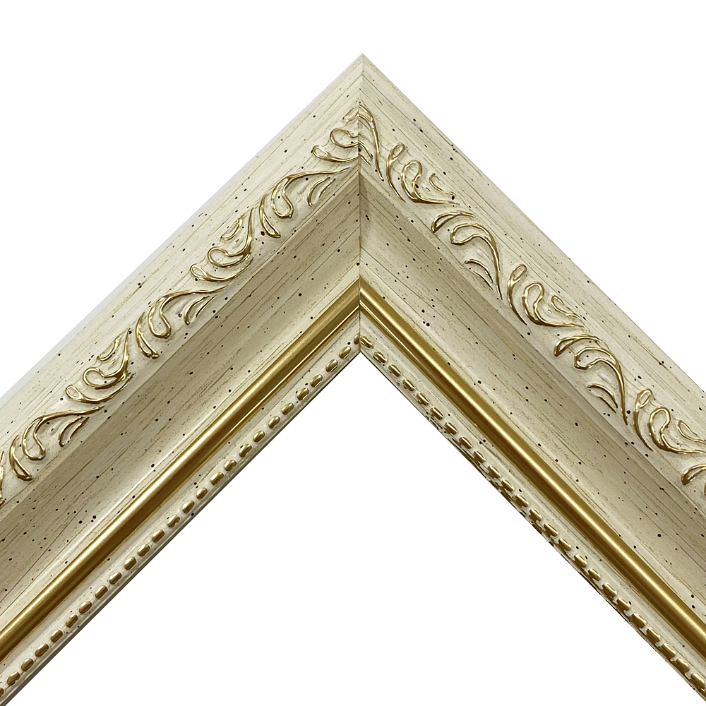 SF330アイボリー面金 白地に繊細な金色の模様が映える樹脂製の額縁です