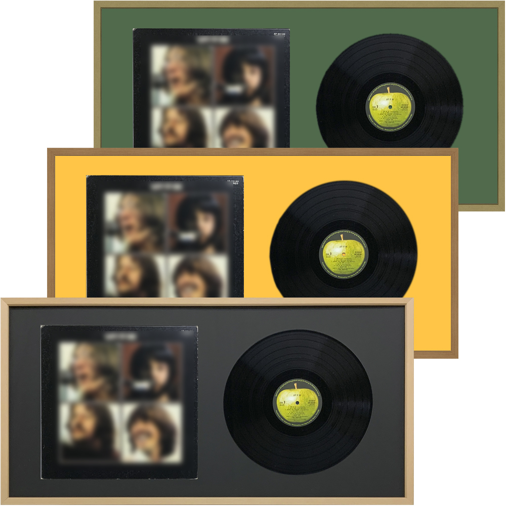 LPジャケット&円盤専用額 BH-W01F レコード盤とLPジャケットを並べて