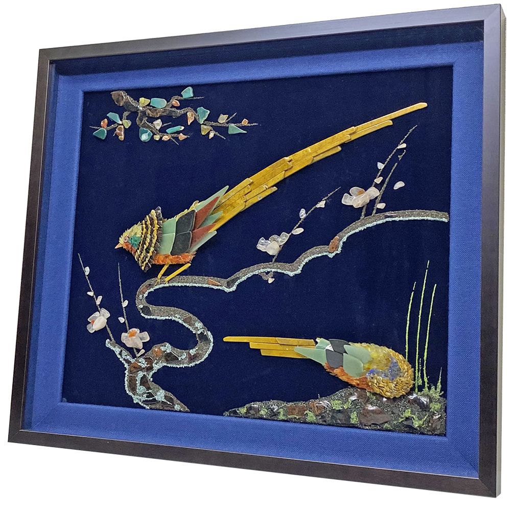 額装実例5 おしどりの貴石画