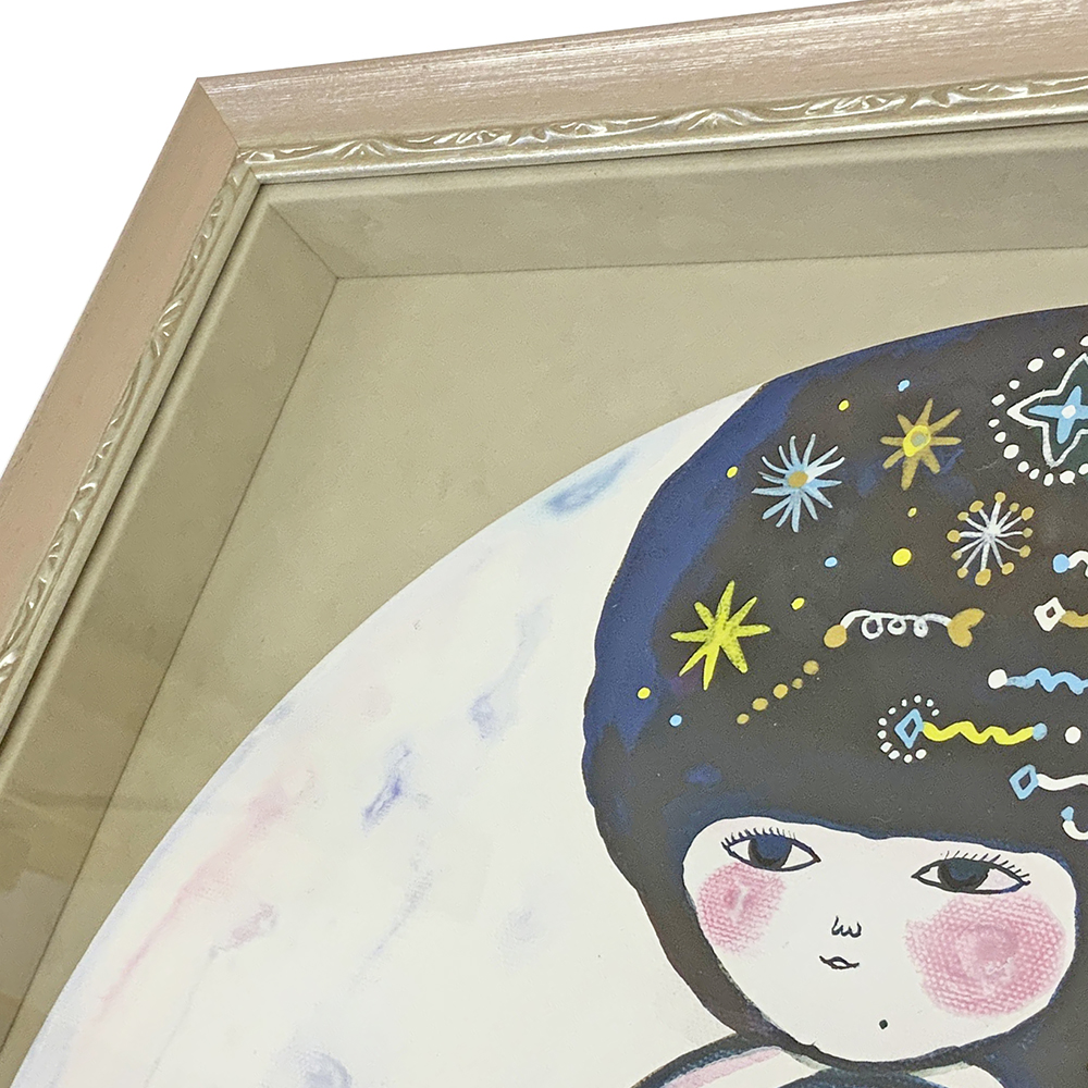 額装実例2 円形キャンバス アクリル画