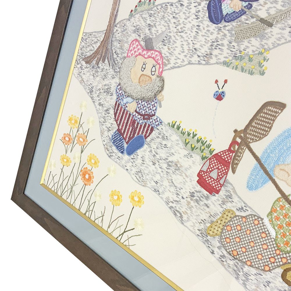 額装実例3 七人の小人 刺繍作品