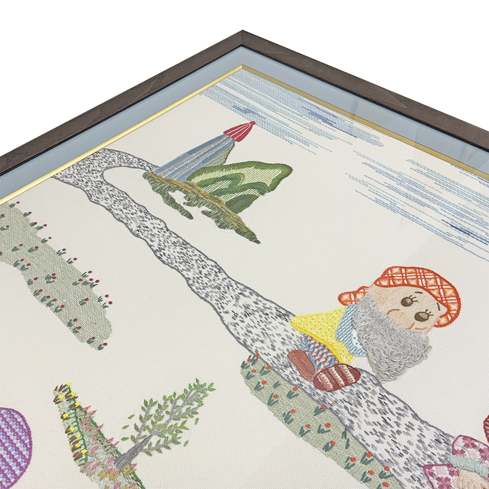 額装実例4 七人の小人 刺繍作品