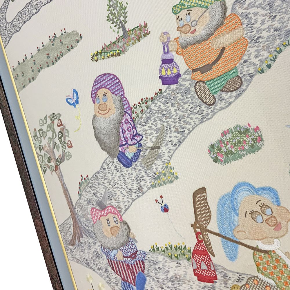 額装実例5 七人の小人 刺繍作品