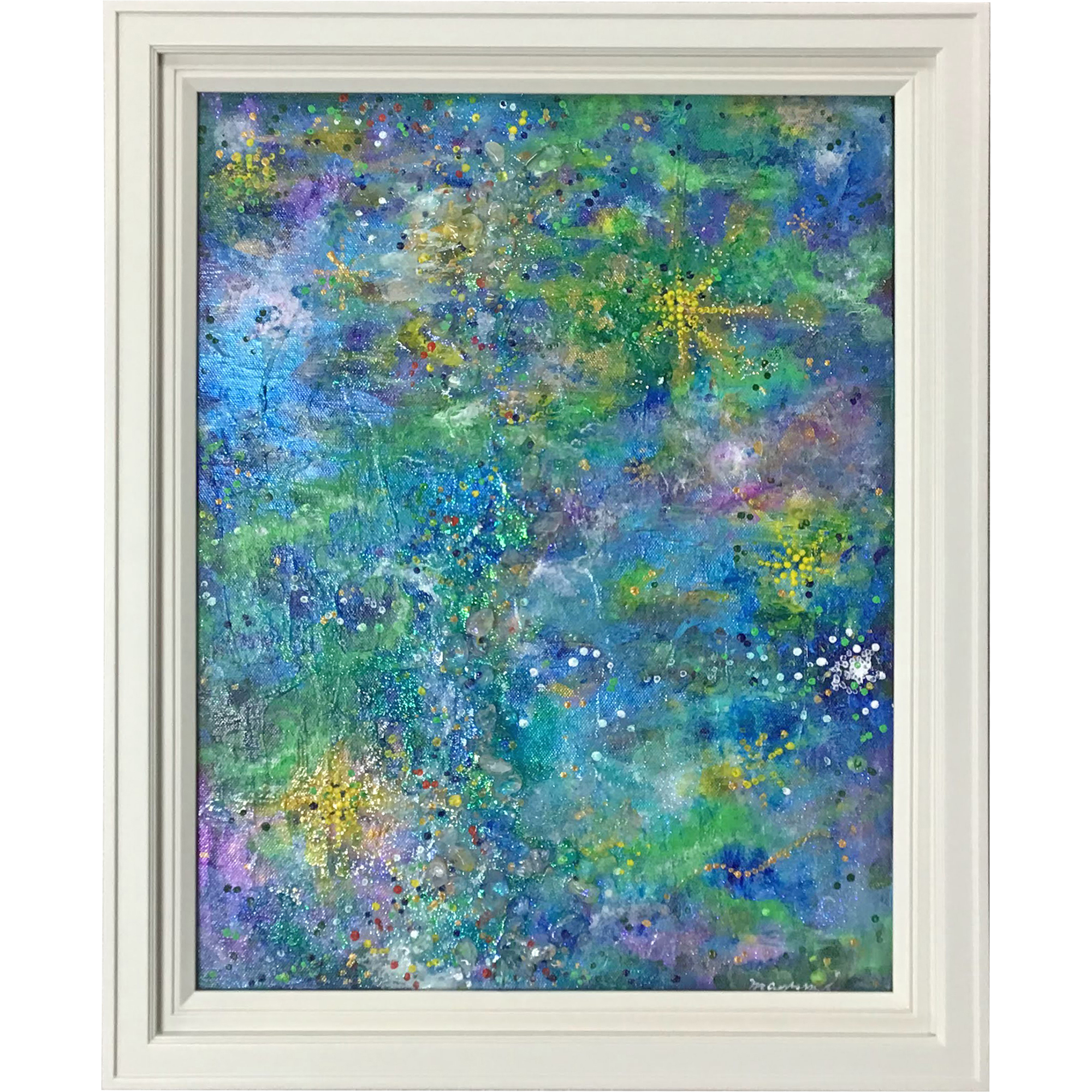 額装実例1 立体的な表面のアクリル画