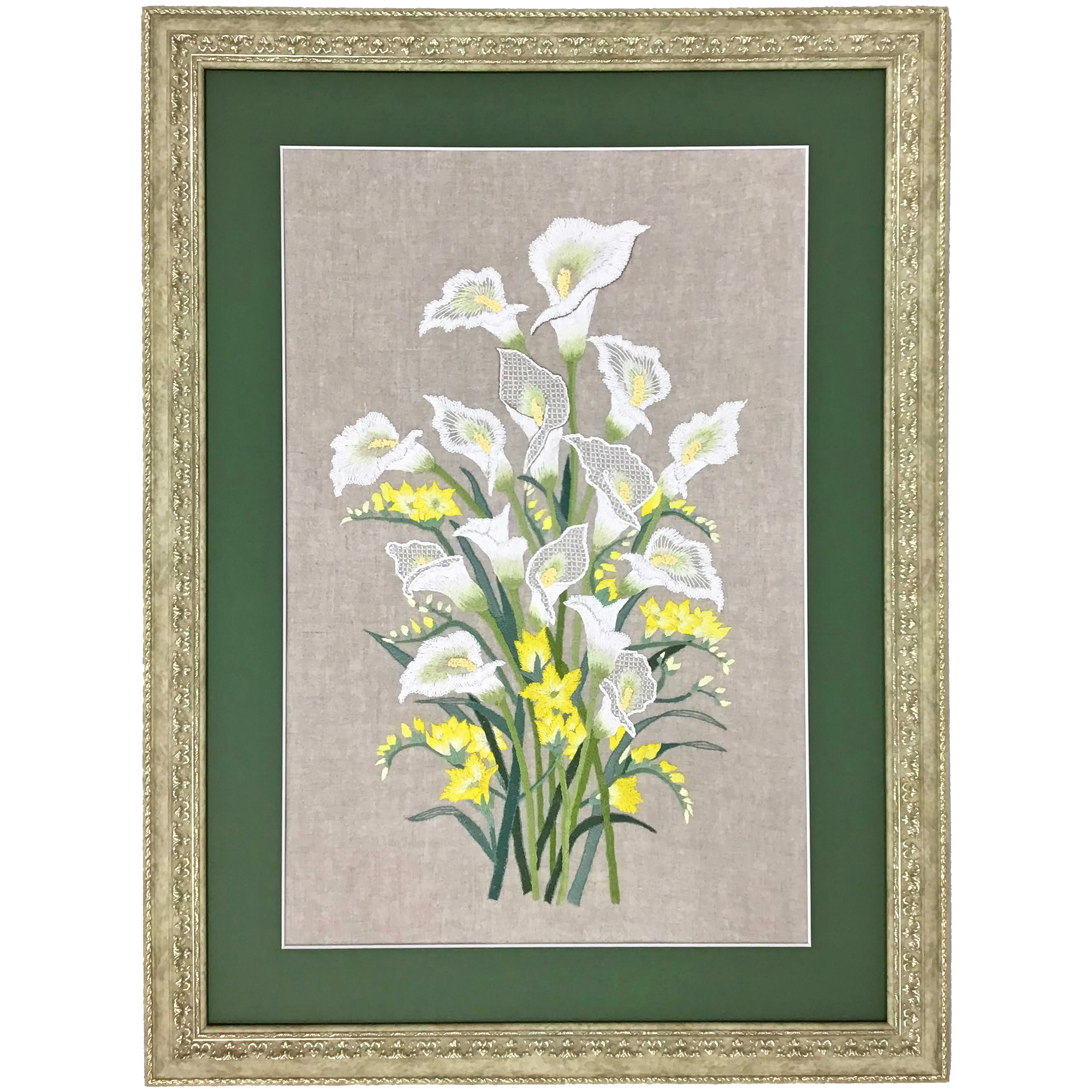 ボタニカル調の刺繍