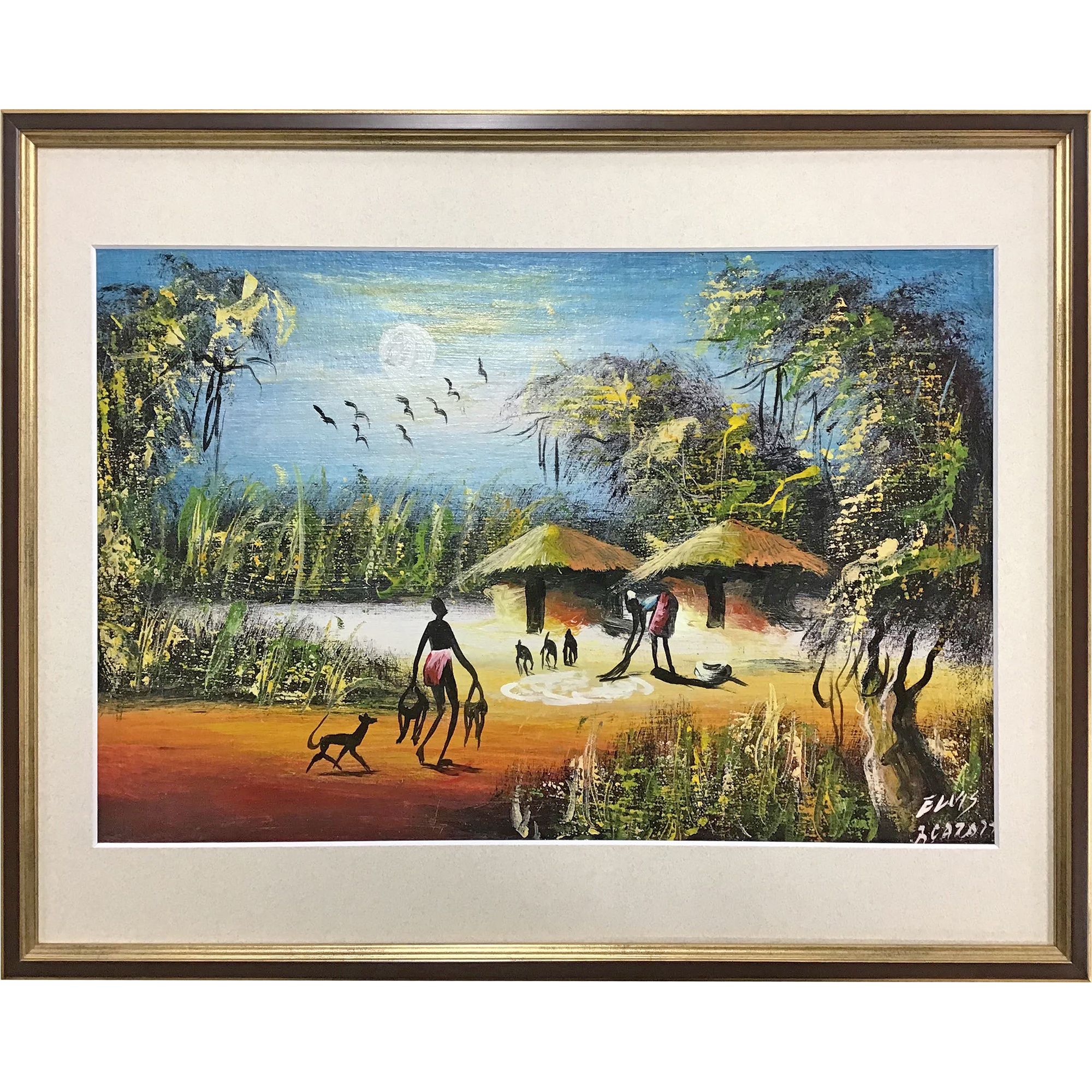 お土産の油絵画布を一般額に