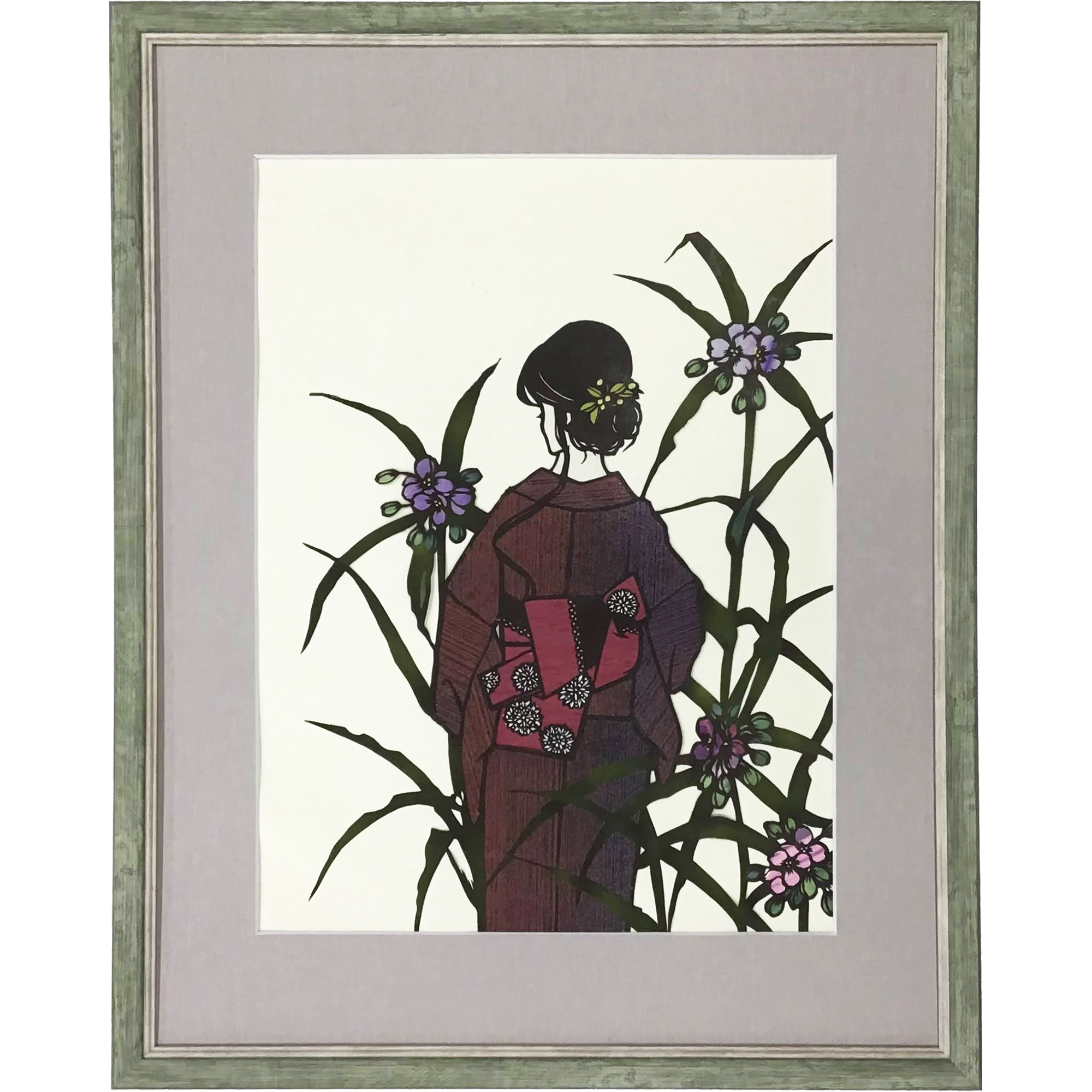 額装実例1 切絵 着物女性