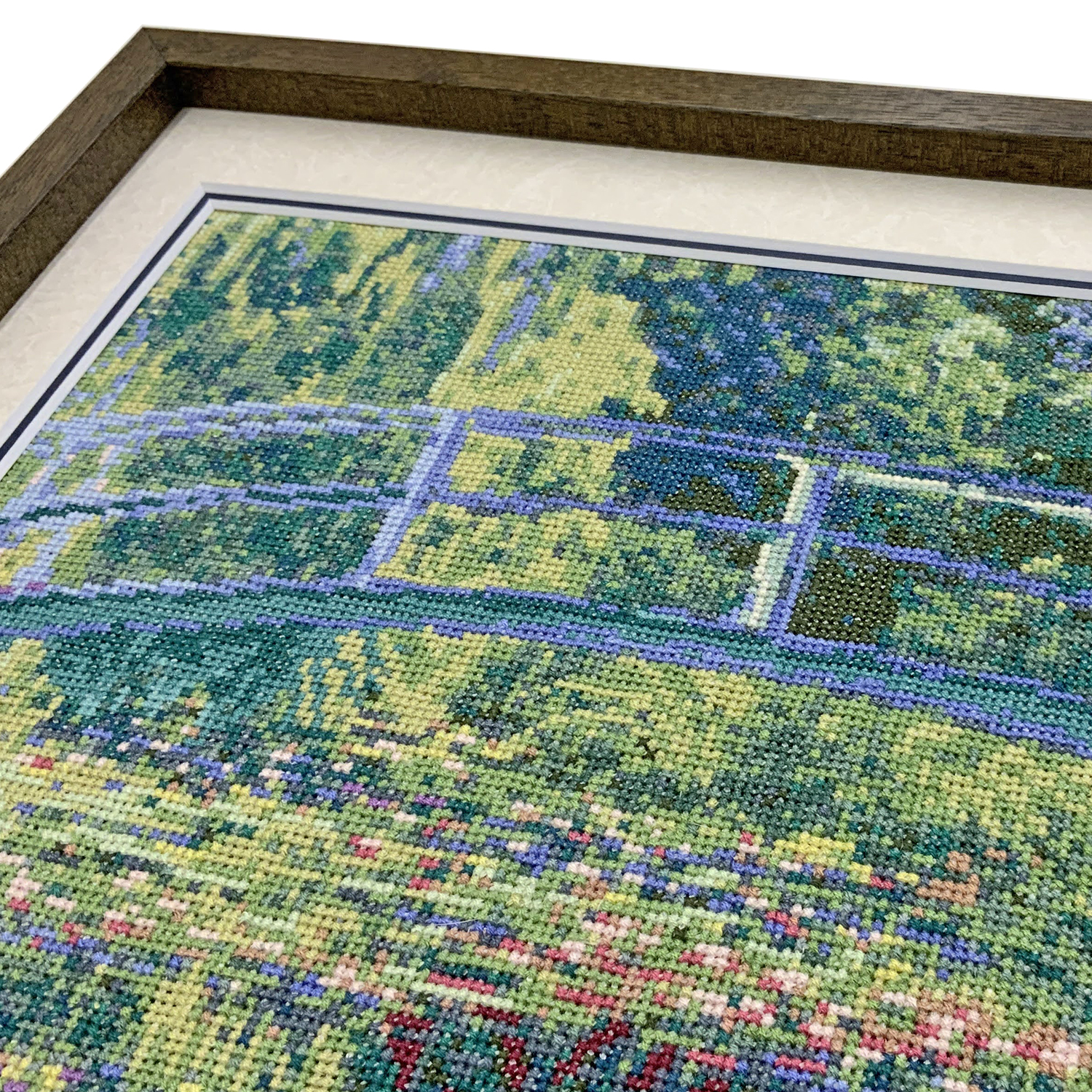 モネ 睡蓮の池と日本の橋 色鮮やかに刺繍されたクロード・モネ
