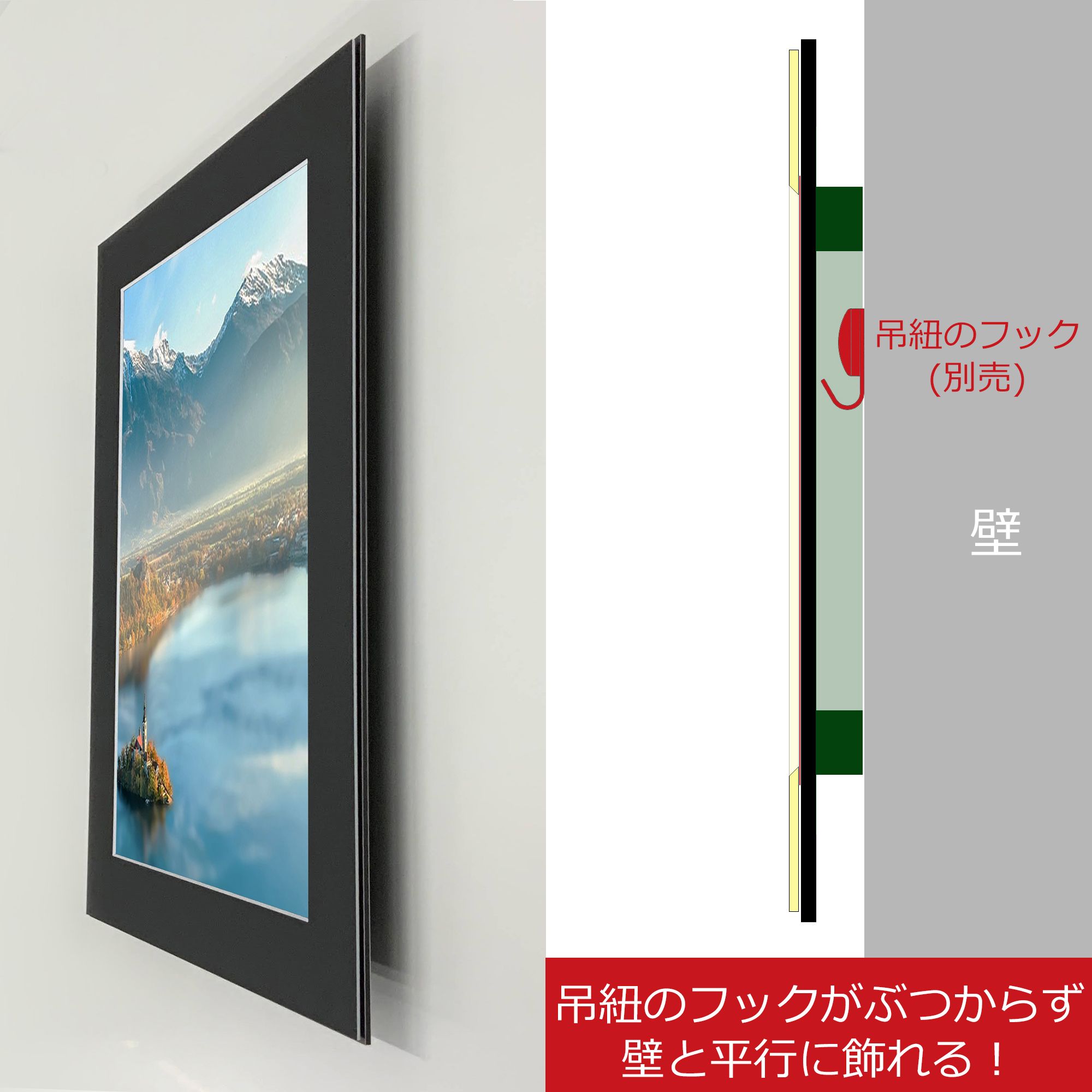 入替できるフロートパネルB マットの取り外しが可能、壁面に浮かんだ