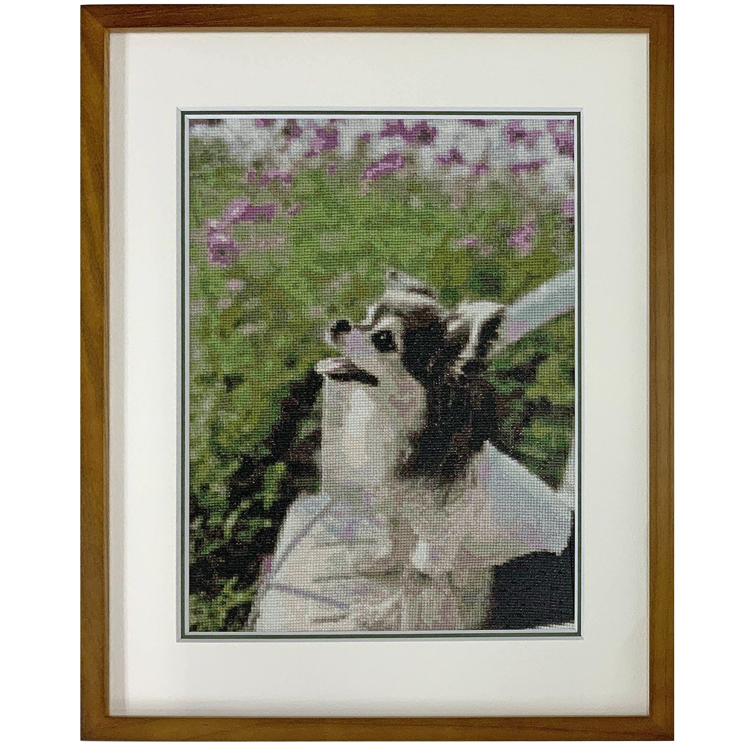 犬とお花の刺しゅう