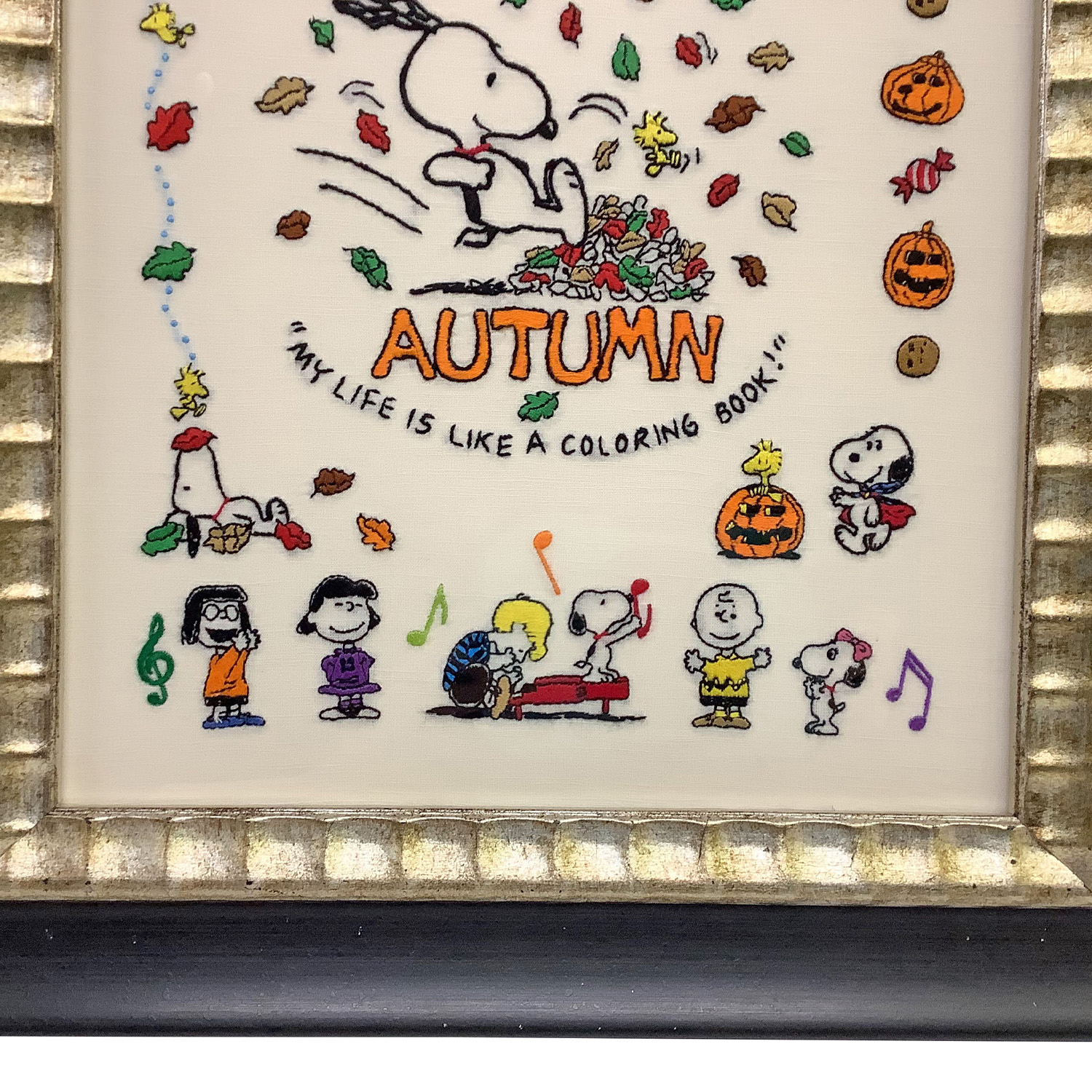 額装実例4 スヌーピー ハロウィンのクロスステッチ