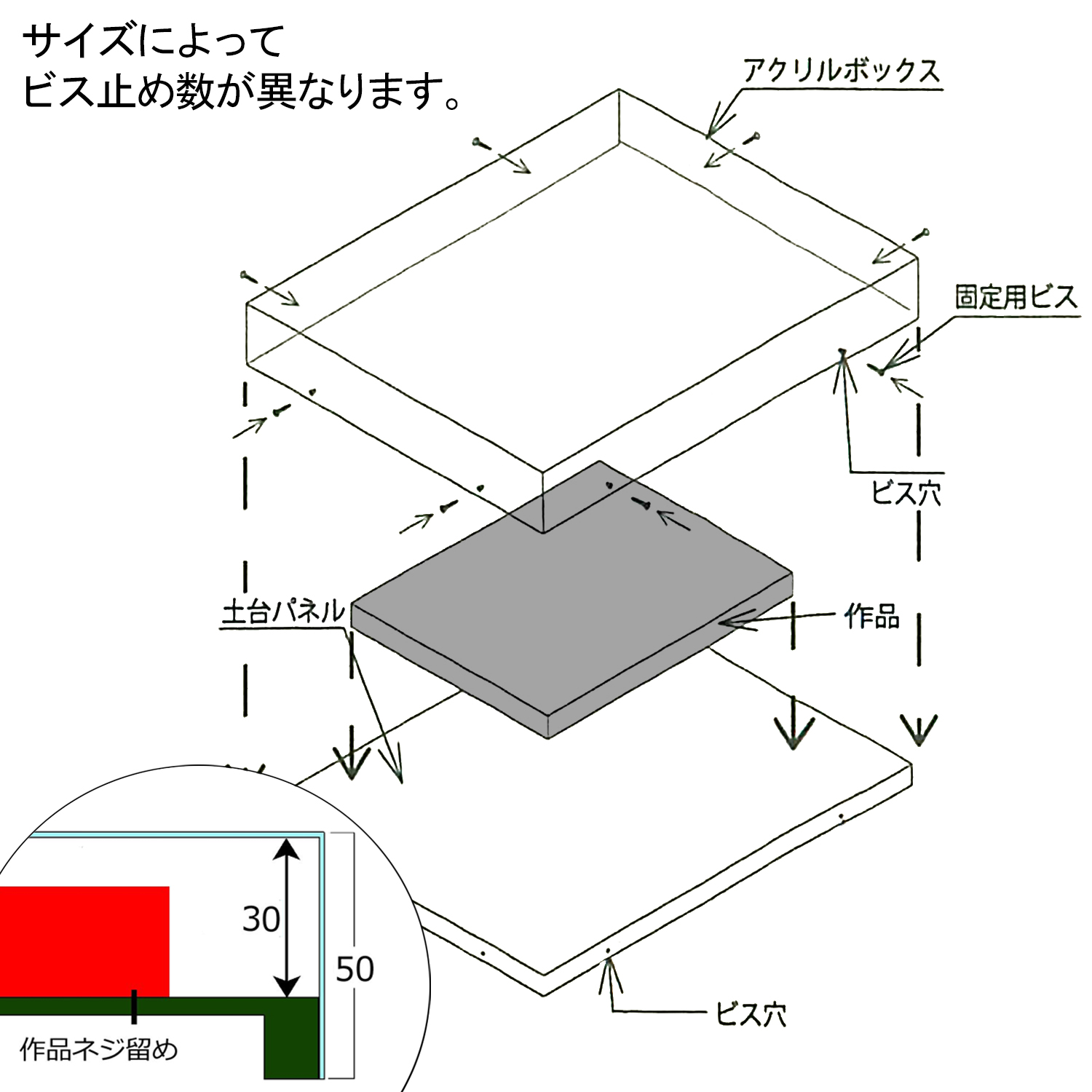 アクリルボックス[土台付き] 9988 UVカット仕様のアクリルでお作りする
