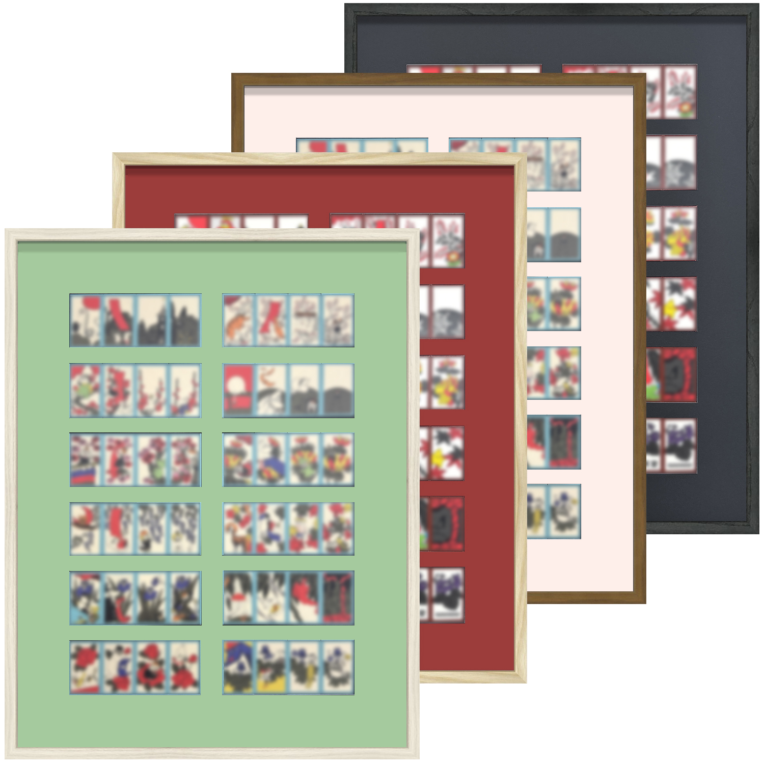 花札を4枚ずつ12窓ではめ込んで飾れる専用額です