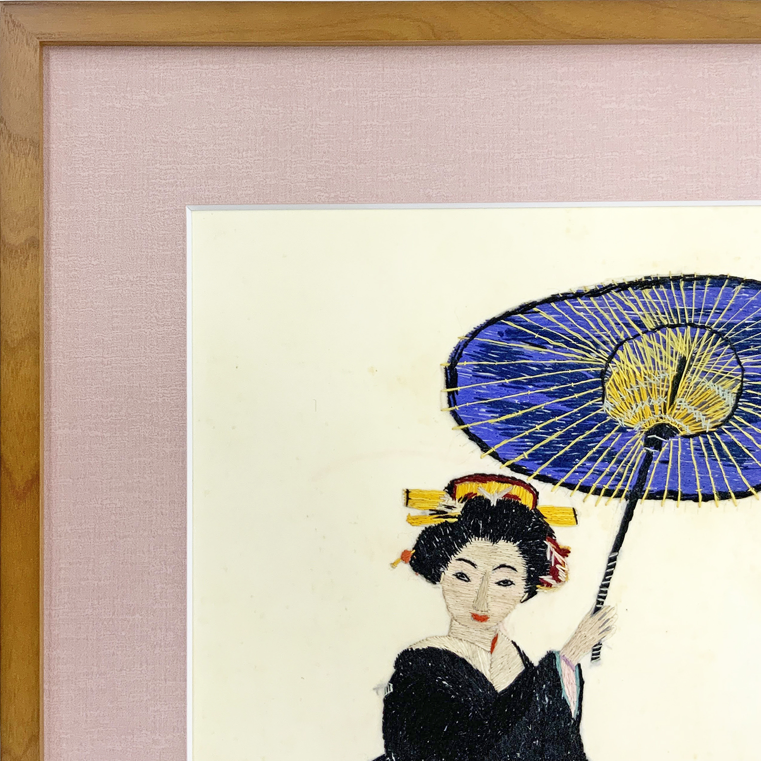 日本刺繍 美人画 染み抜き作業
