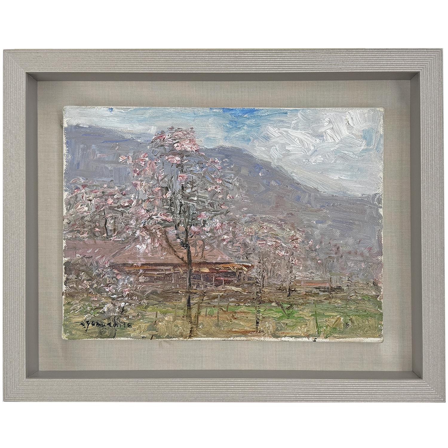 浮かし額 角箱(ぎんねずみ)