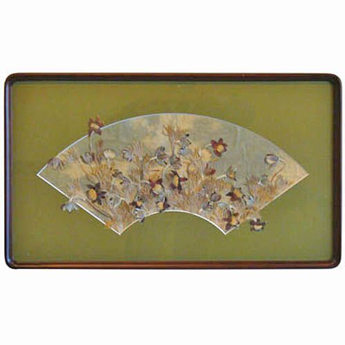 押し花 マットを扇面窓抜き