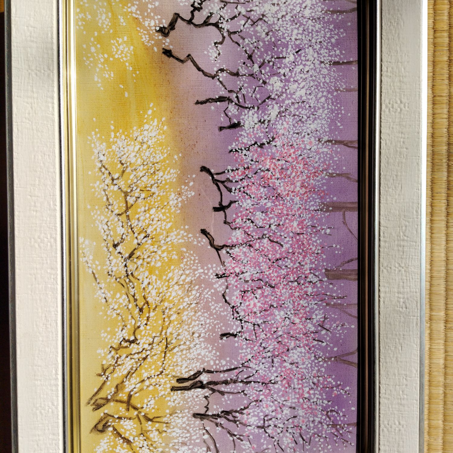 現代美術手描き油彩油絵額装縦５５Ｘ横４５Ｘ厚さ７センチ枠Ｆ６キャンバス品 油絵額縁 前面UVカットアクリル仕様 抜群の軽量化を実現した、使い勝手