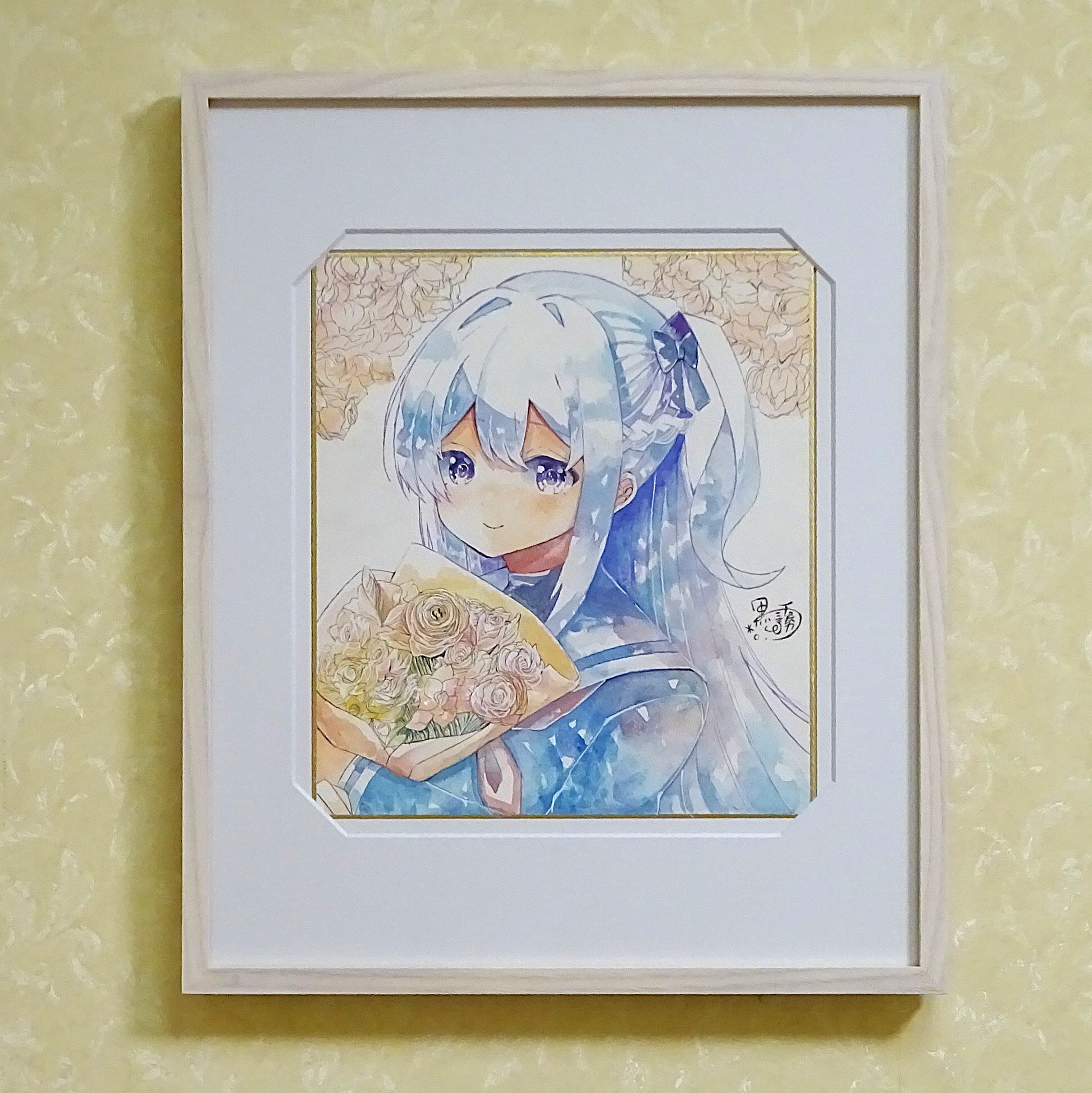 二次創作の水彩イラスト色紙 daisuke 1