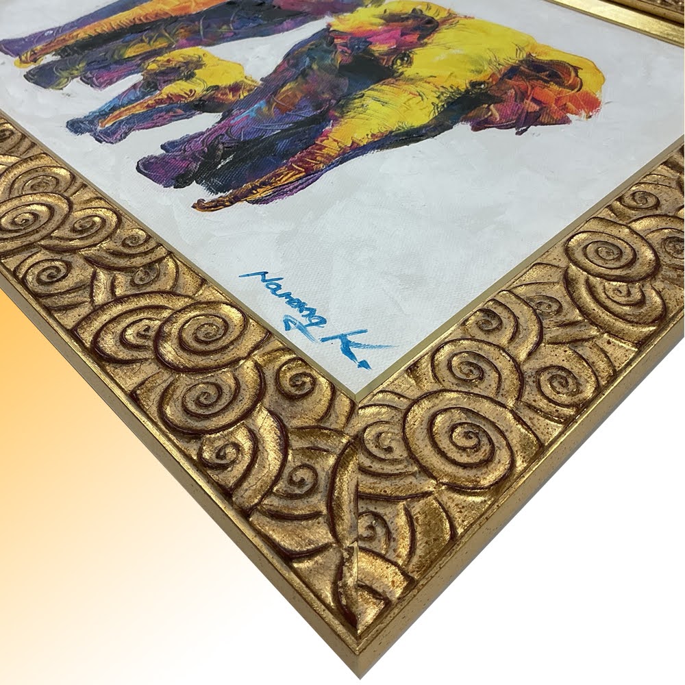 ゾウが描かれたキャンバス画 額縁のタカハシ松本店 4