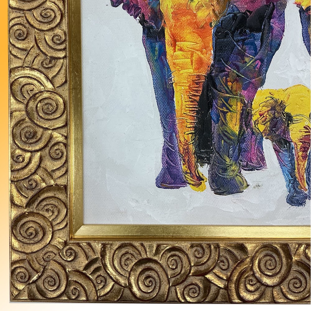 ゾウが描かれたキャンバス画 額縁のタカハシ松本店 3