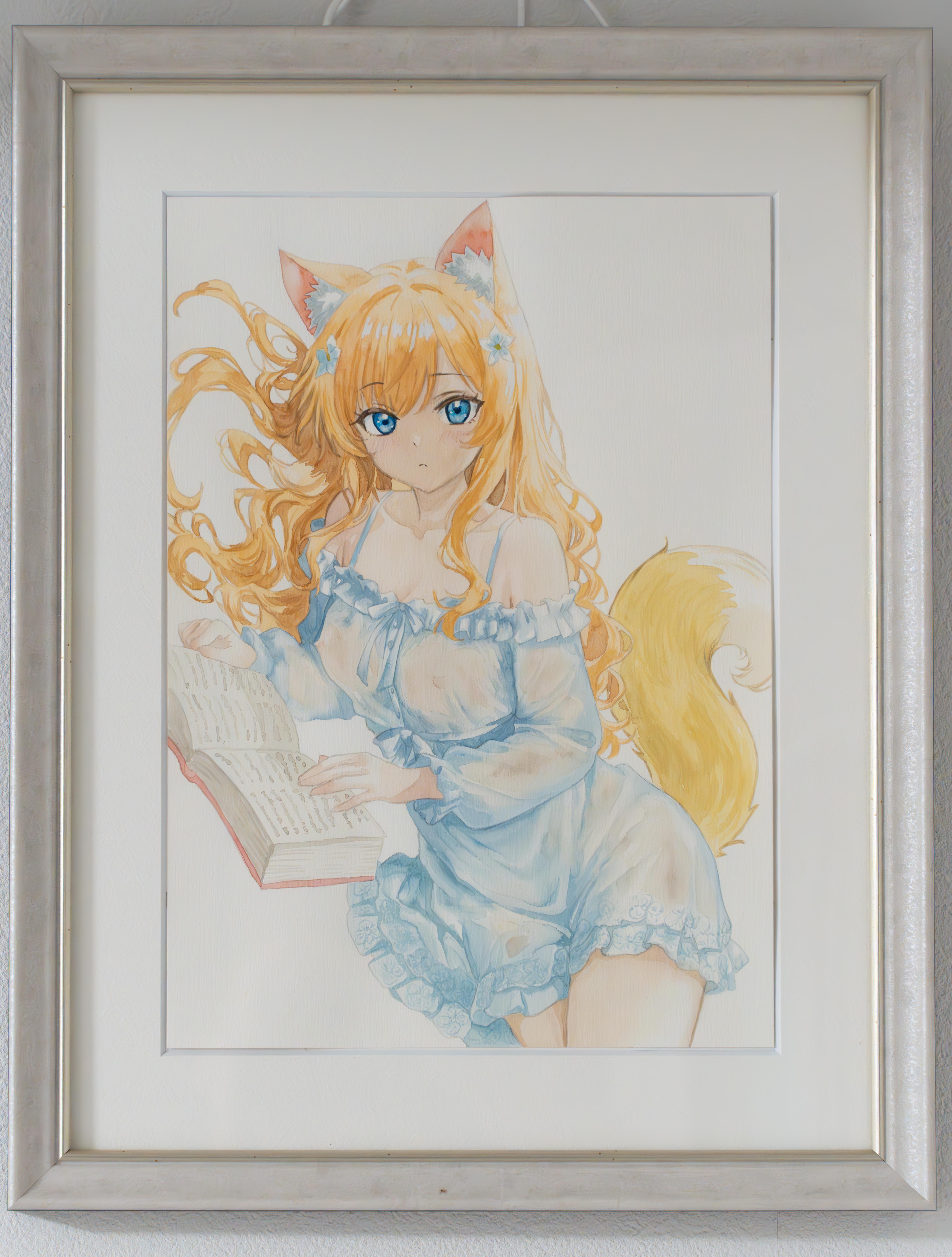 水彩画、色紙 水無月 1