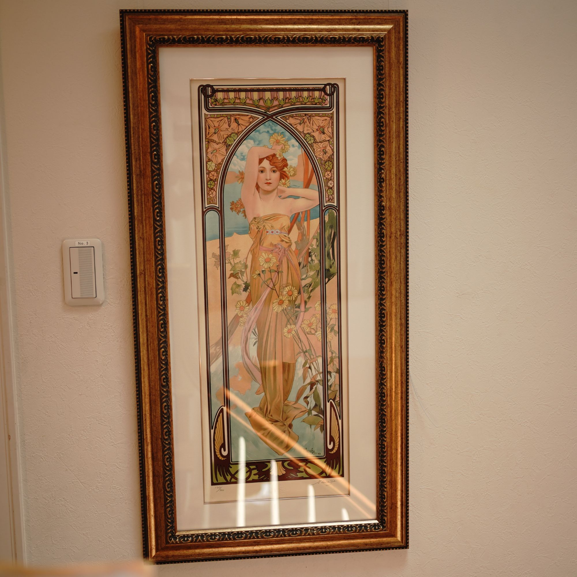 【貴重・大型】点描画 アート作品 額縁付き DG-9390 ゴールド コストパフォーマンスに優れる、豪華な油絵向きの