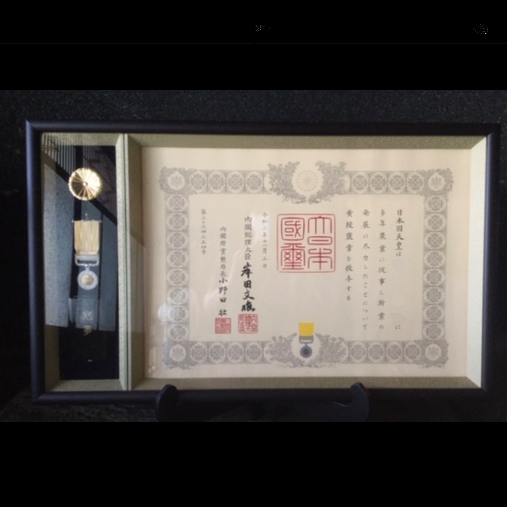 褒章記褒章額 志賀(しが) 国内最小クラスのコンパクト褒章額