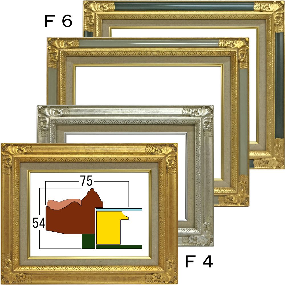 油絵額縁  メリハリの利いた、ゴールドグレーとゴールド紺がおすすめ