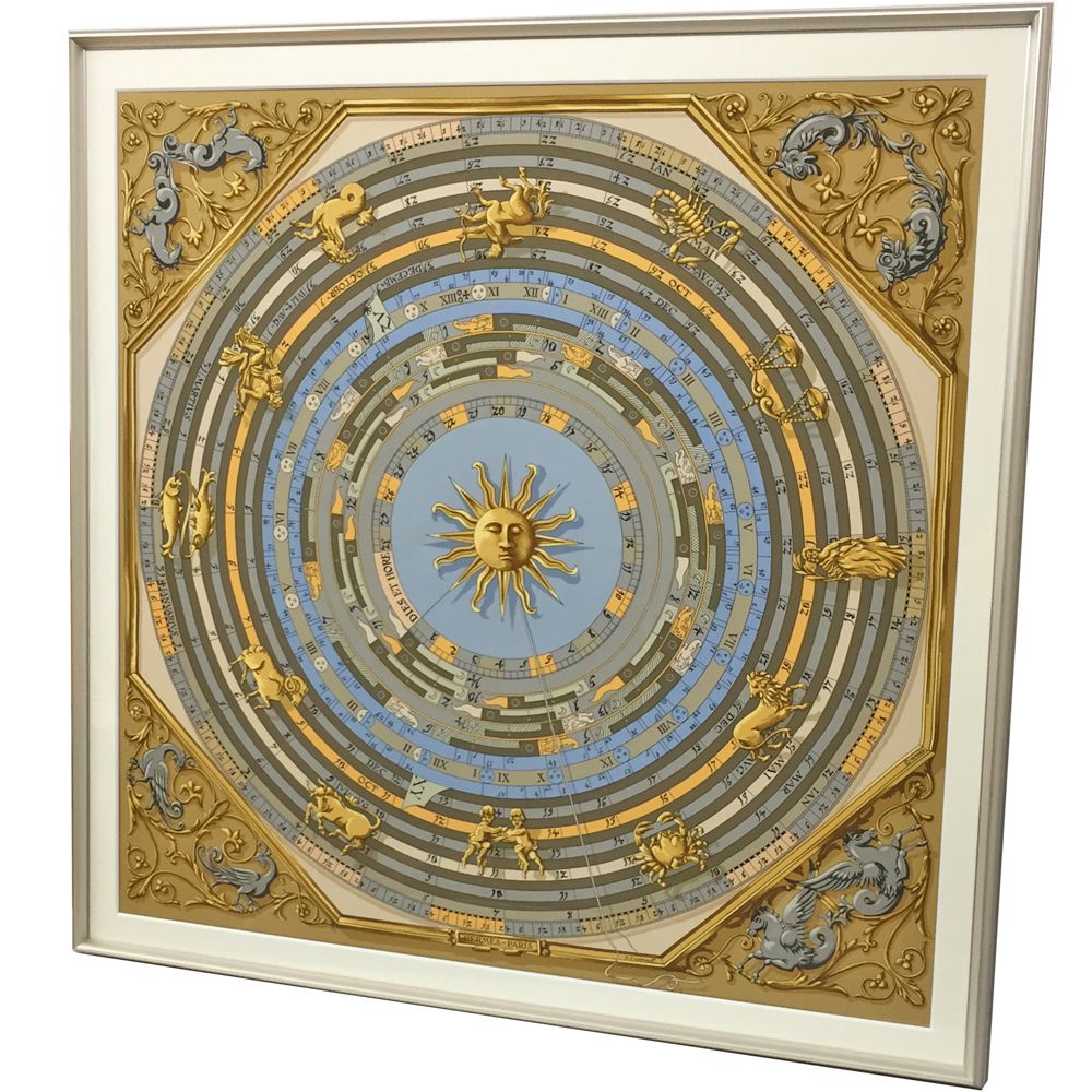 エルメス・カレ 占星術 | 既製の90cm角の額縁に、エルメスのスカーフを 