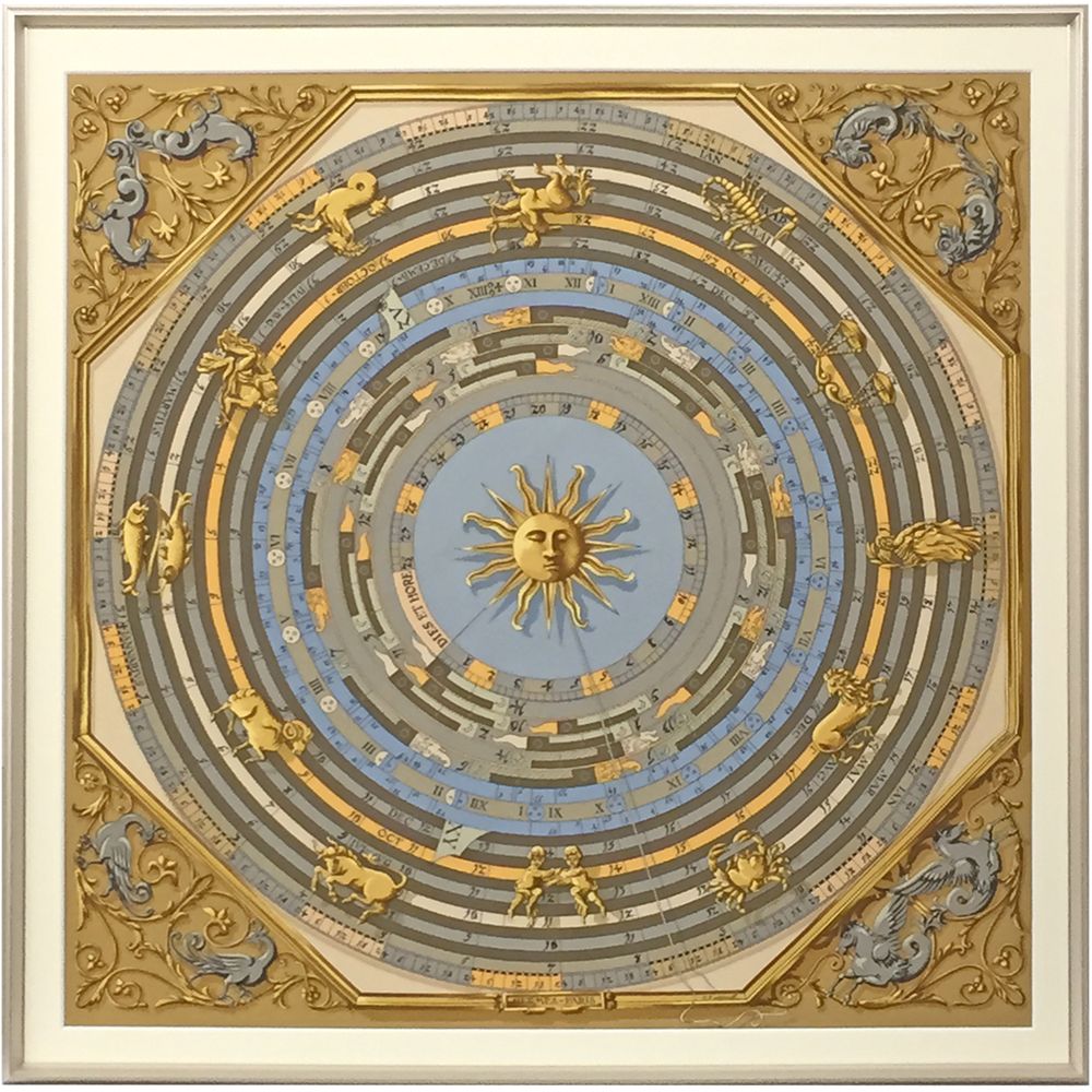 エルメス・カレ 占星術 | 既製の90cm角の額縁に、エルメスのスカーフを 