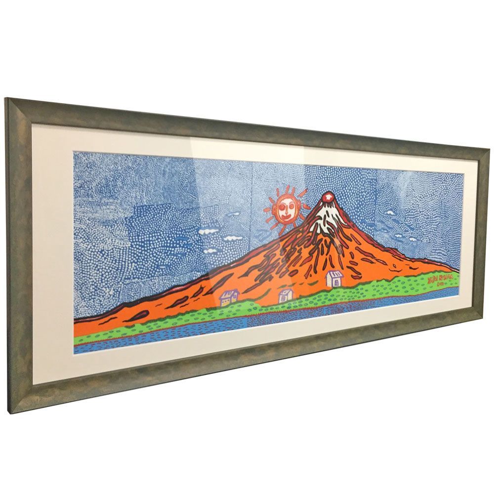 草間彌生/手描油彩画《 富士山 1982》/アクリル/裏書サイン/ 模写 