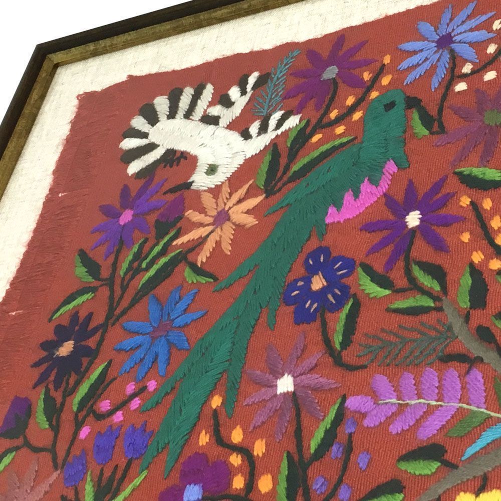 メキシコ刺繍 タペストリー | デフォルメされた動物が描かれた、立体感 